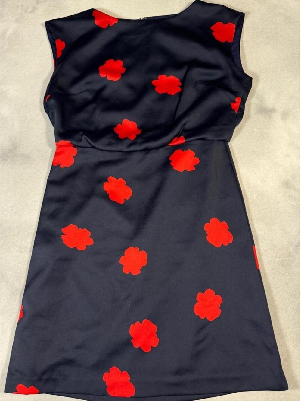 Banana Republic Size 4 Navy Red Floral Draped Sheath Dress Cocktail Work